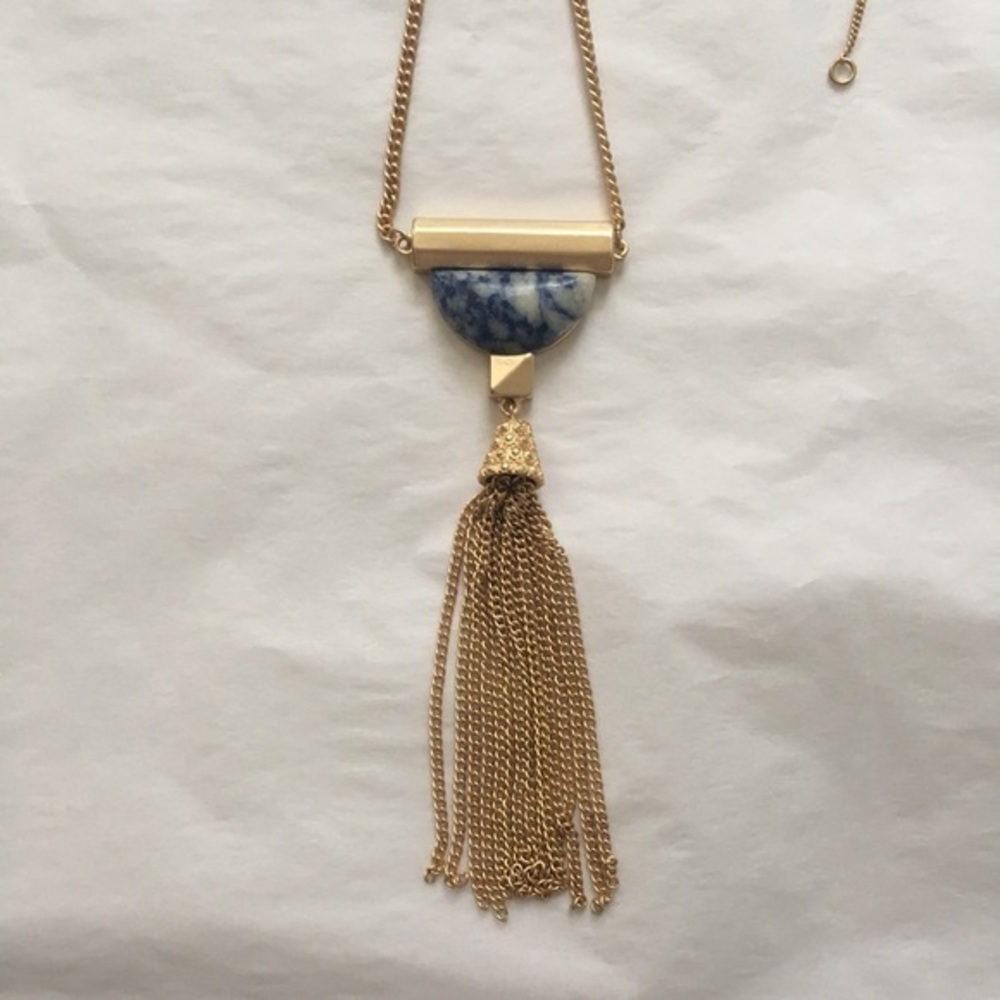 Gold & Marble Tassel‎ Necklace
